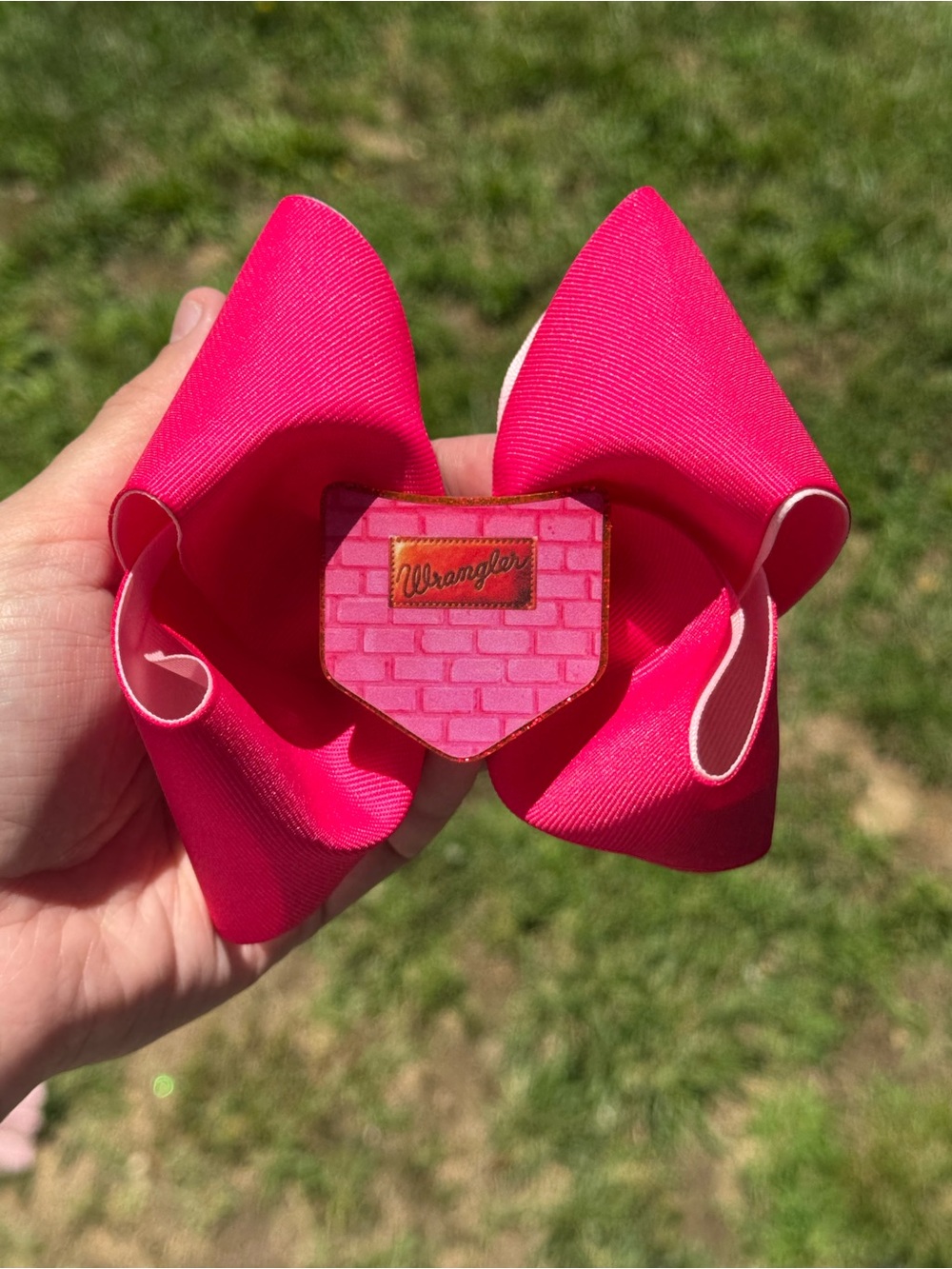 Wrangler Hot Pink Bow Hair Clip with Logo Emblem